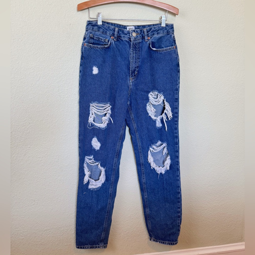 Urban Outfitters Distressed Blue High Rise Mom Jeans